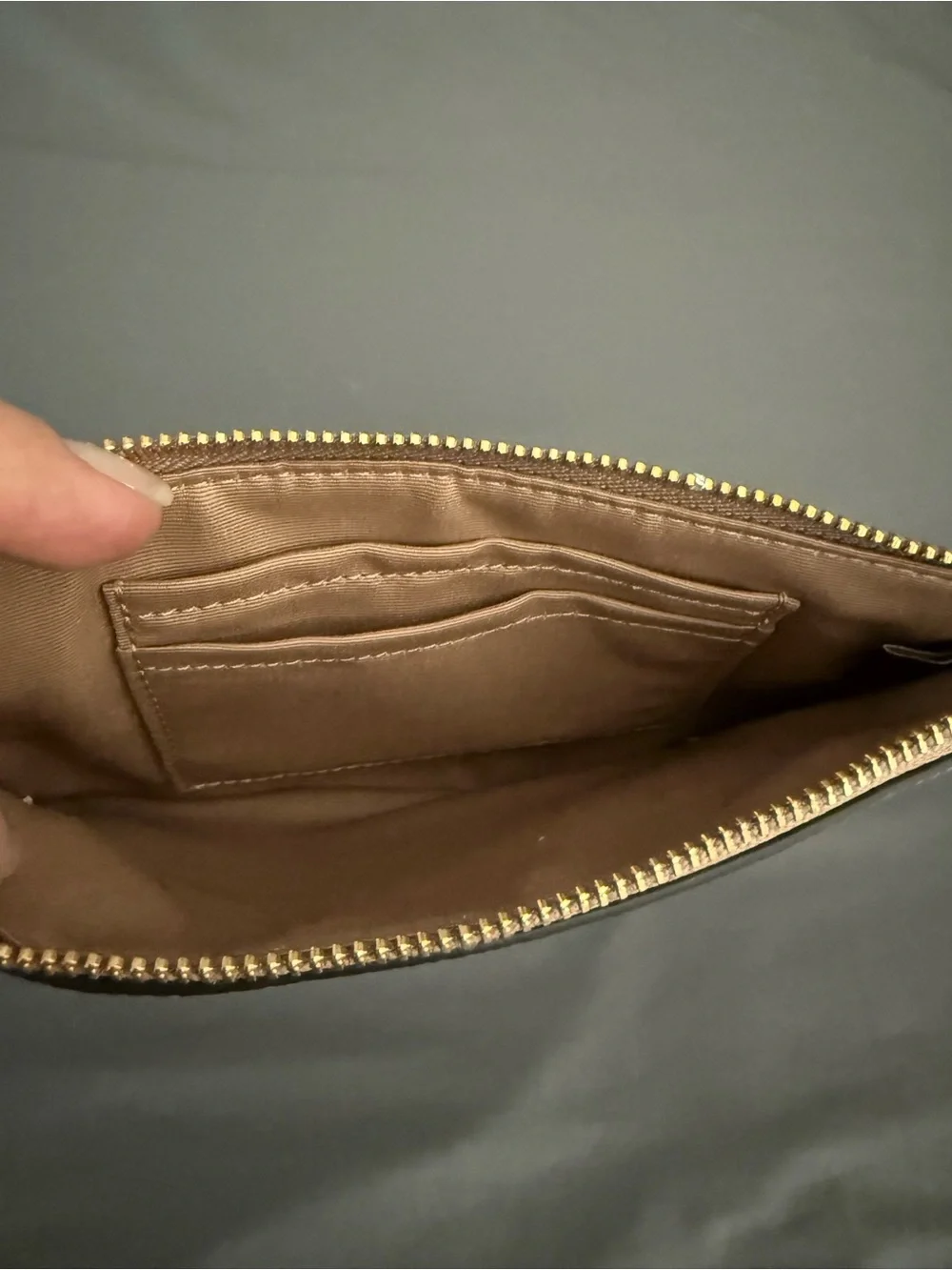 Coach Tan Leather Wristlet Pouch